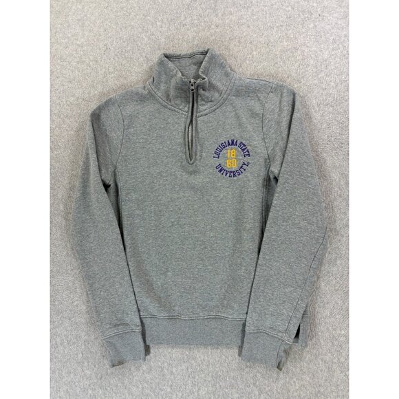 LSU Tigers League 1/4 Zip Campus Pullover Sweatshirt (Women's Small) Gray - Picture 1 of 13